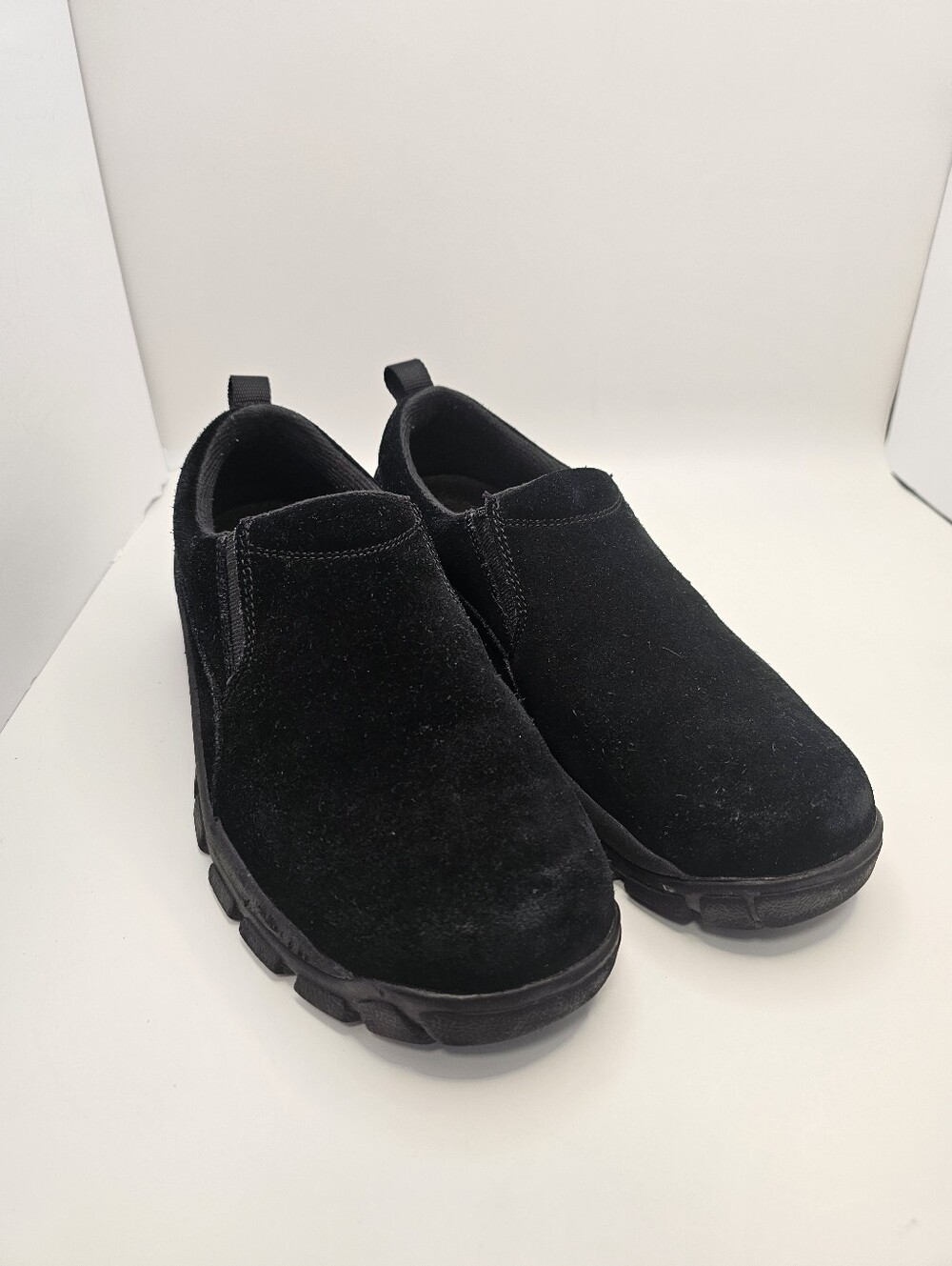 Lands End Women's Black Suede Casual Slip On Loafers Comfirt Round Toe Size 9.5